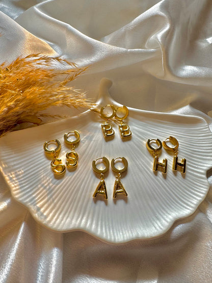 Golden Signature Charm Hoops